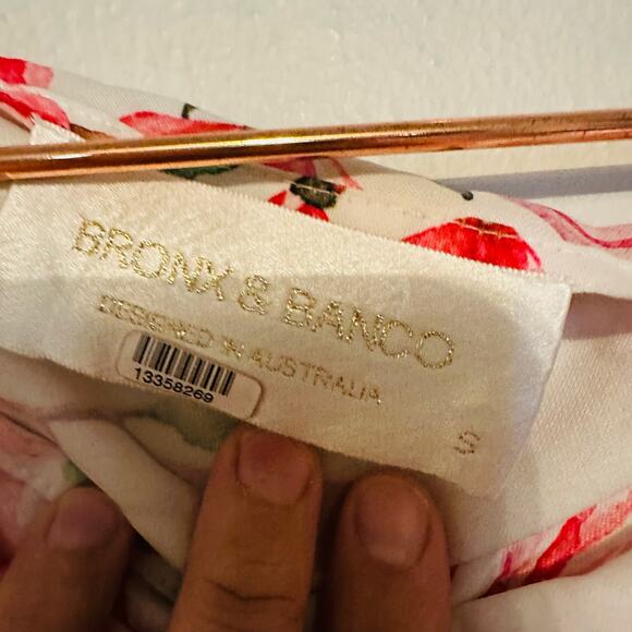 BRONX AND BANCO Layla Floral Pink White One Shoulder Silk Bow Mini Dress Size S - Picture 10 of 14